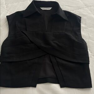 Commense Black Cropped Wrap Top Size S